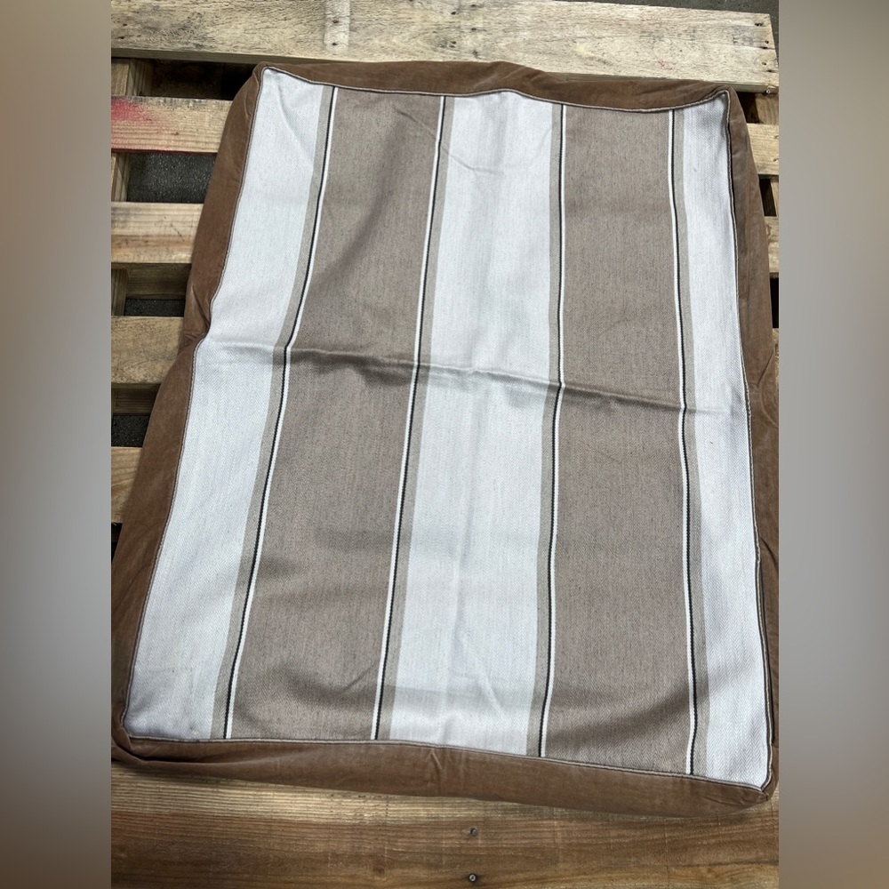 Custom made Dog Bed , white and tan thick cotton twill with Velvet rise.